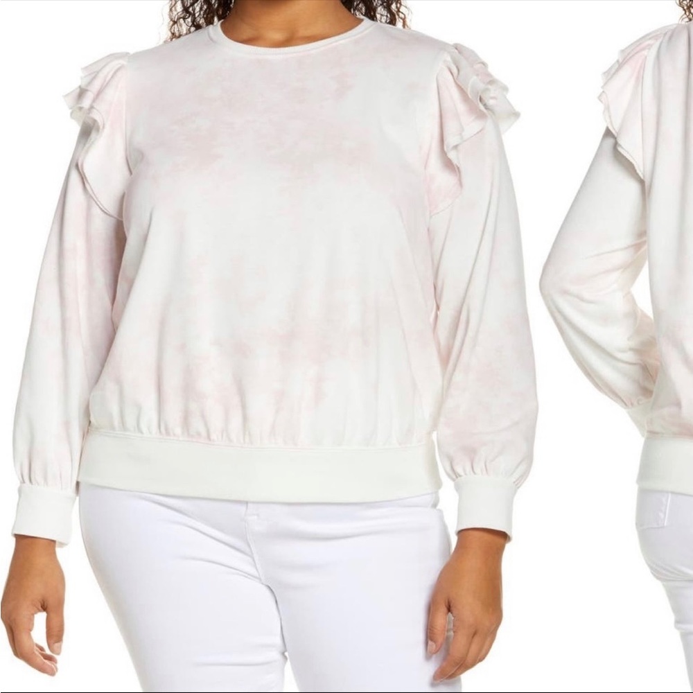 NEW 1.STATE Tie Dye Ruffle Sweatshirt Women’s Plus Size 2X